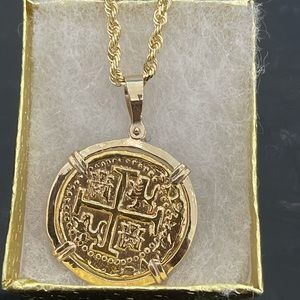 14kt solid gold atocha coin pendant
